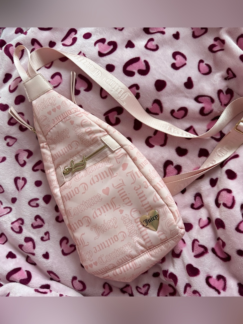 Juicy Couture Pale Pink Logo Crossbody Sling Bag